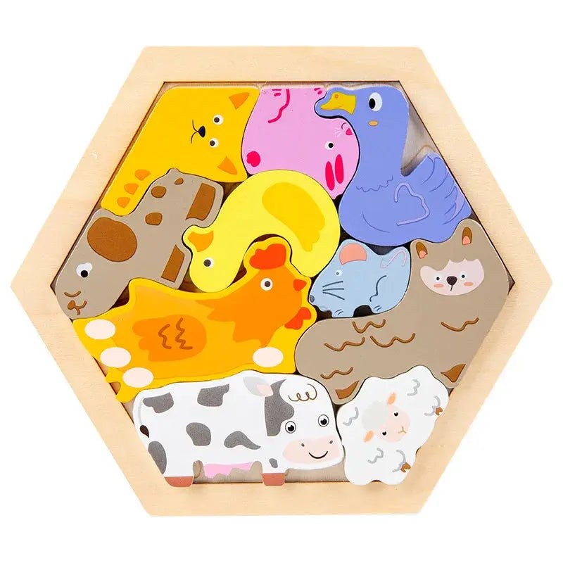 Hexagonal Alien Chess Tangram Puzzle Brainstorming 11-piece Block Puzzle Jigsaw Classical Puzzle Children's Toys Pinochio