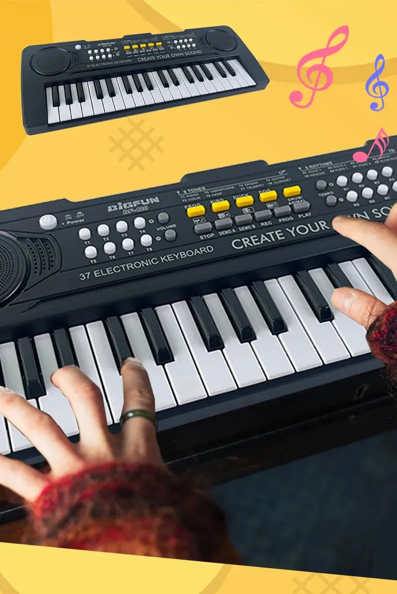 37Keys Electric Piano Keyboard, Digital Music Teaching & Learning Toys For Kids, Musical Instrument Gifts For Boys & Girls Age 3 Pinochio