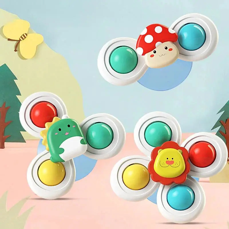 Baby Suction Cup Spinner Bath Toys for Age 1 2 3 Boys Girls Spinning Sensory Toys Airplane Car Travel Dining Chairs Window Toys Pinochio