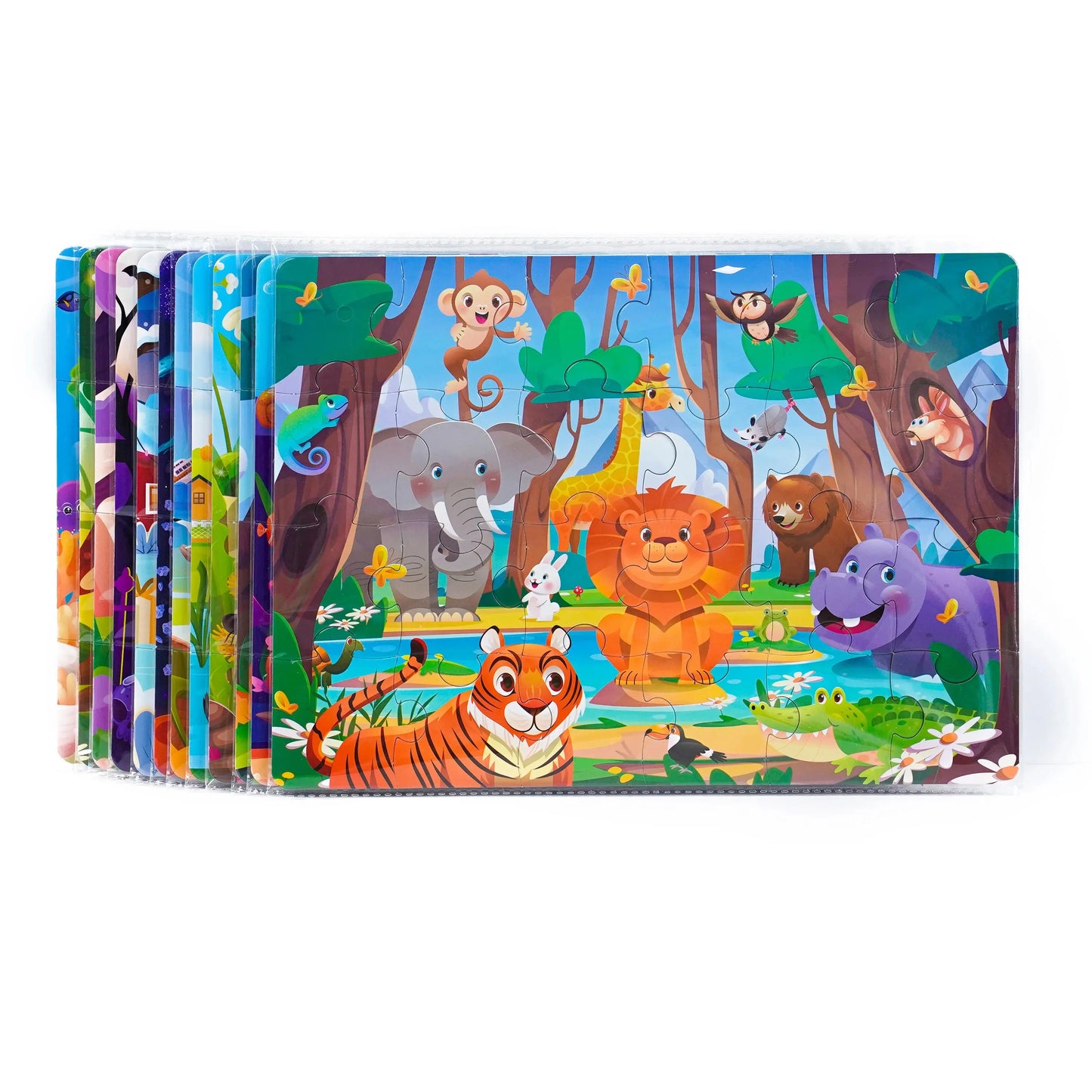 Kids Cartoon Animal Jigsaw Puzzles Montessori Educational Toys Parent-Child Theme Game Paper Educational Gift for Children Pinochio
