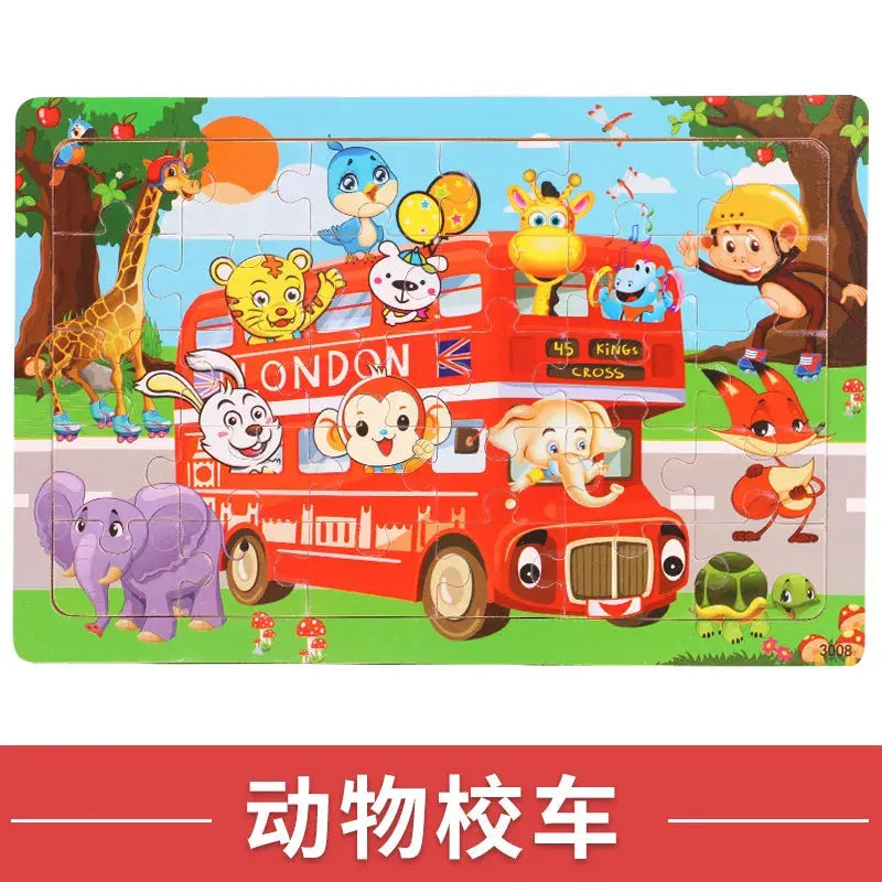 NEW Wooden 30pcs Puzzles Children Animal Dinosaur Cartoon Plane Puzzle Baby Early Education and Intellectual Building Block Toys Pinochio