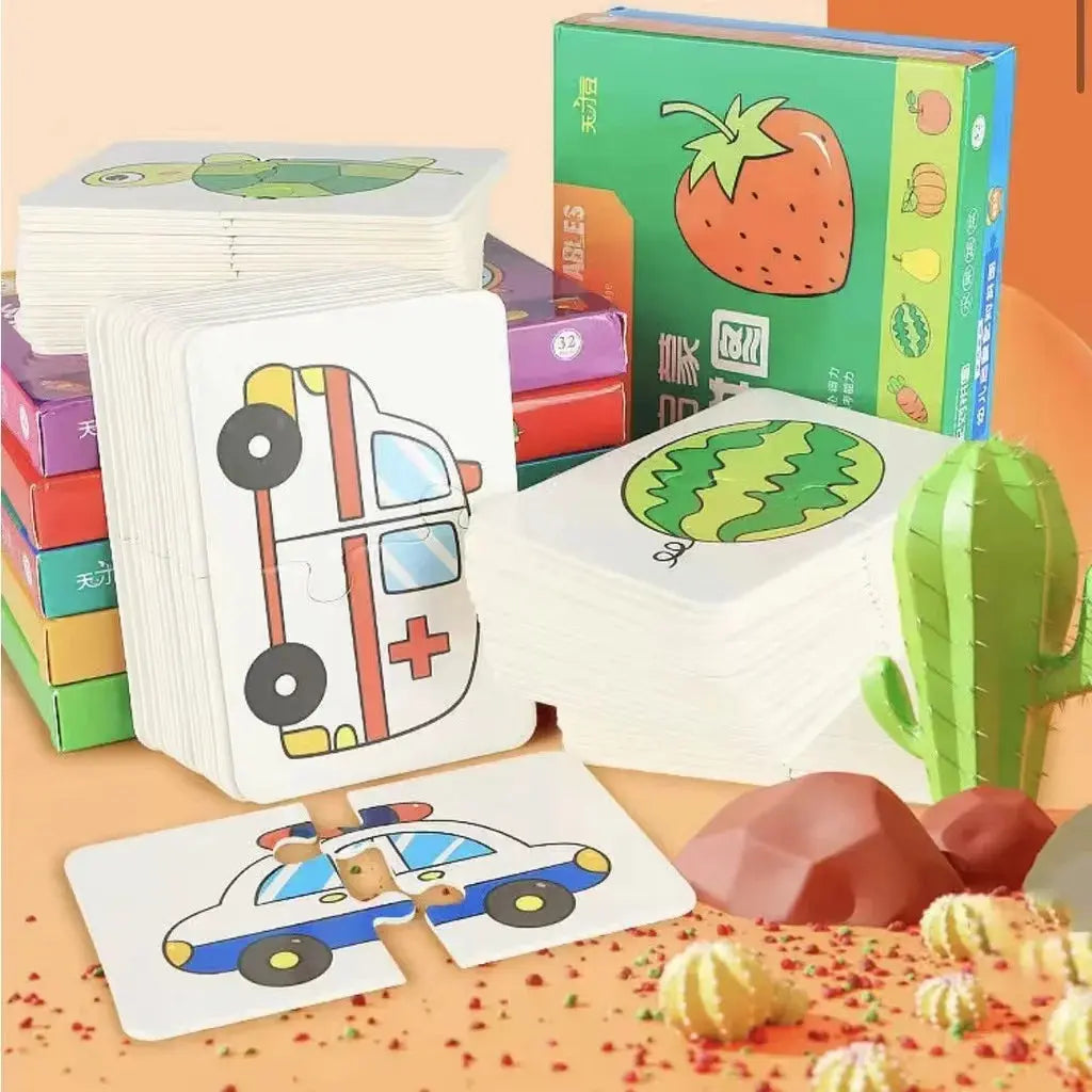 32 Pcs Enlightenment Card Matching Puzzle Early Education Cartoon Pattern Cognitive Boys and Girls Toys Pinochio