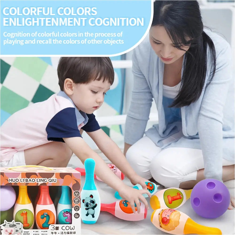 Bowling Set Education Toys For Kids Toddlers Animal Number Learning Indoor Outdoor Sports Games Toys for Kids Baby Gift Pinochio