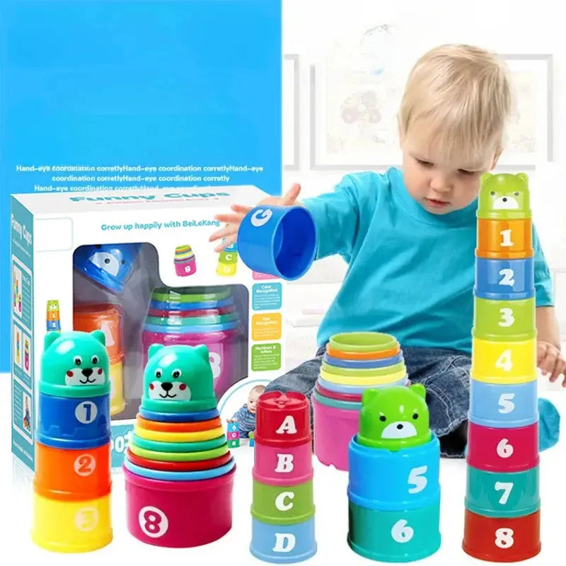 Kid Brain Response Battle Fold Cup Hand Speed Competition Fold Cup Baby Stack Game Early Education Puzzle Train Board Games Toy Pinochio