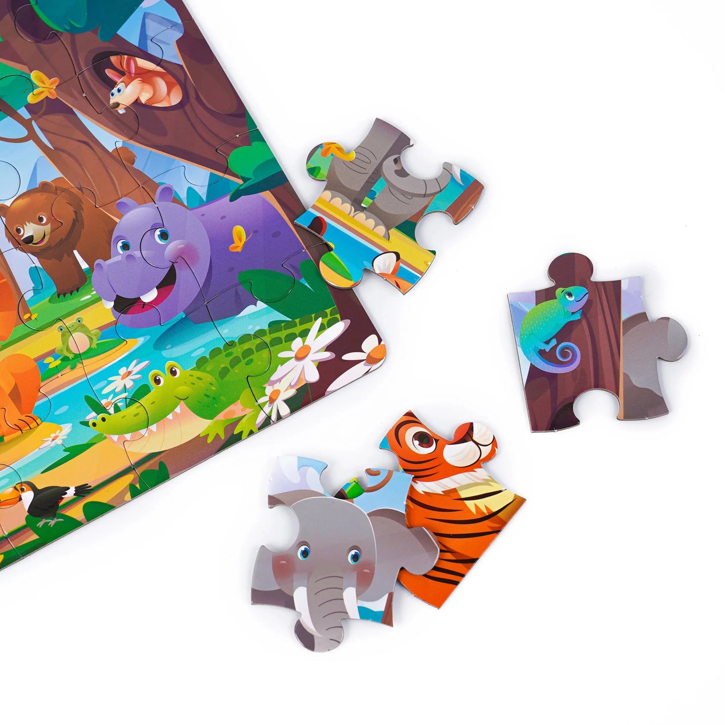 Kids Cartoon Animal Jigsaw Puzzles Montessori Educational Toys Parent-Child Theme Game Paper Educational Gift for Children Pinochio