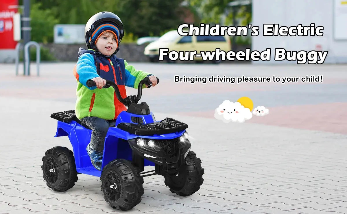 DORTALA Kids All Terrain Electric Quad Bike Children 6V Battery Ride On Motor Quad Blue/Red/White Pinochio