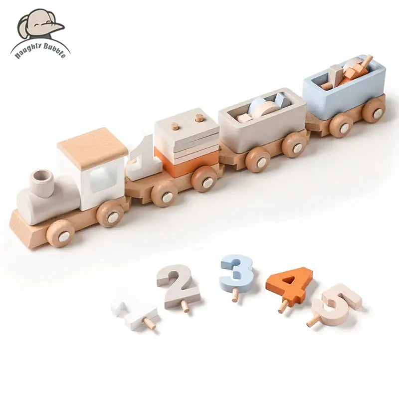 Wooden Train Birthday Toy Montessori Toys Baby Educational Toys Wooden Trolley Baby Learning Toys Number Of Wood Baby's Toys Pinochio