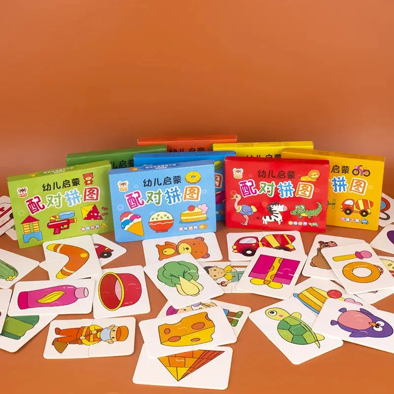 32 Pcs Enlightenment Card Matching Puzzle Early Education Cartoon Pattern Cognitive Boys and Girls Toys Pinochio