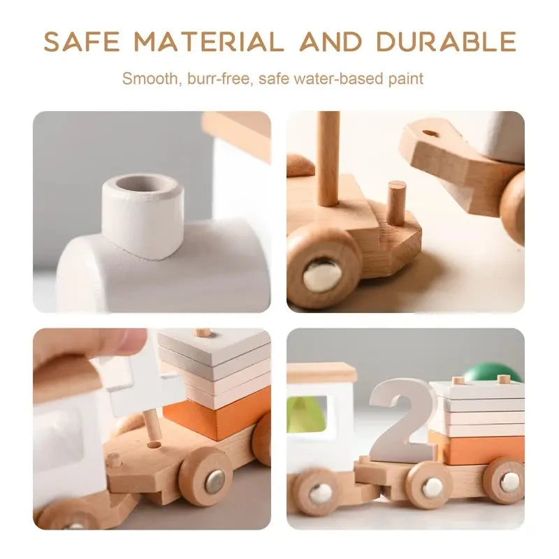 Wooden Train Birthday Toy Montessori Toys Baby Educational Toys Wooden Trolley Baby Learning Toys Number Of Wood Baby's Toys Pinochio