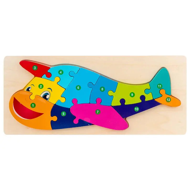 Wooden Puzzle Board 1 2 3 Year Children Puzzle Vehicles Pattern Colorful Numbered For Kids Toddlers Learning Educational Gifts Pinochio