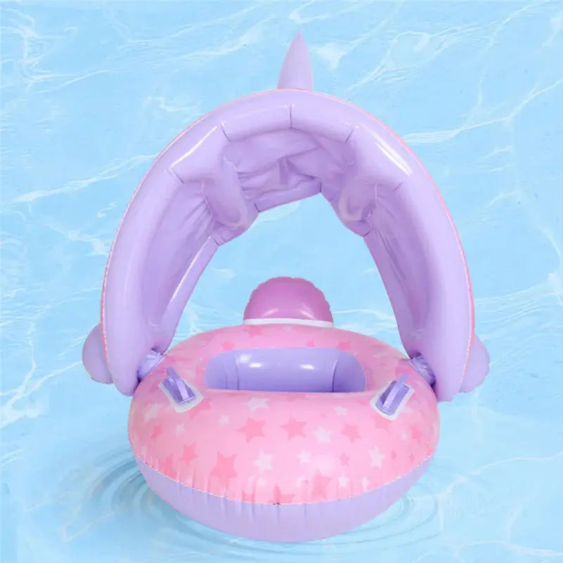 Inflatable Baby Swim Ring Seat Floating Sun Shade Toddler Swim Circle Outdoor Swimming Pool Bathtub Beach Party Summer Water Toy Pinochio