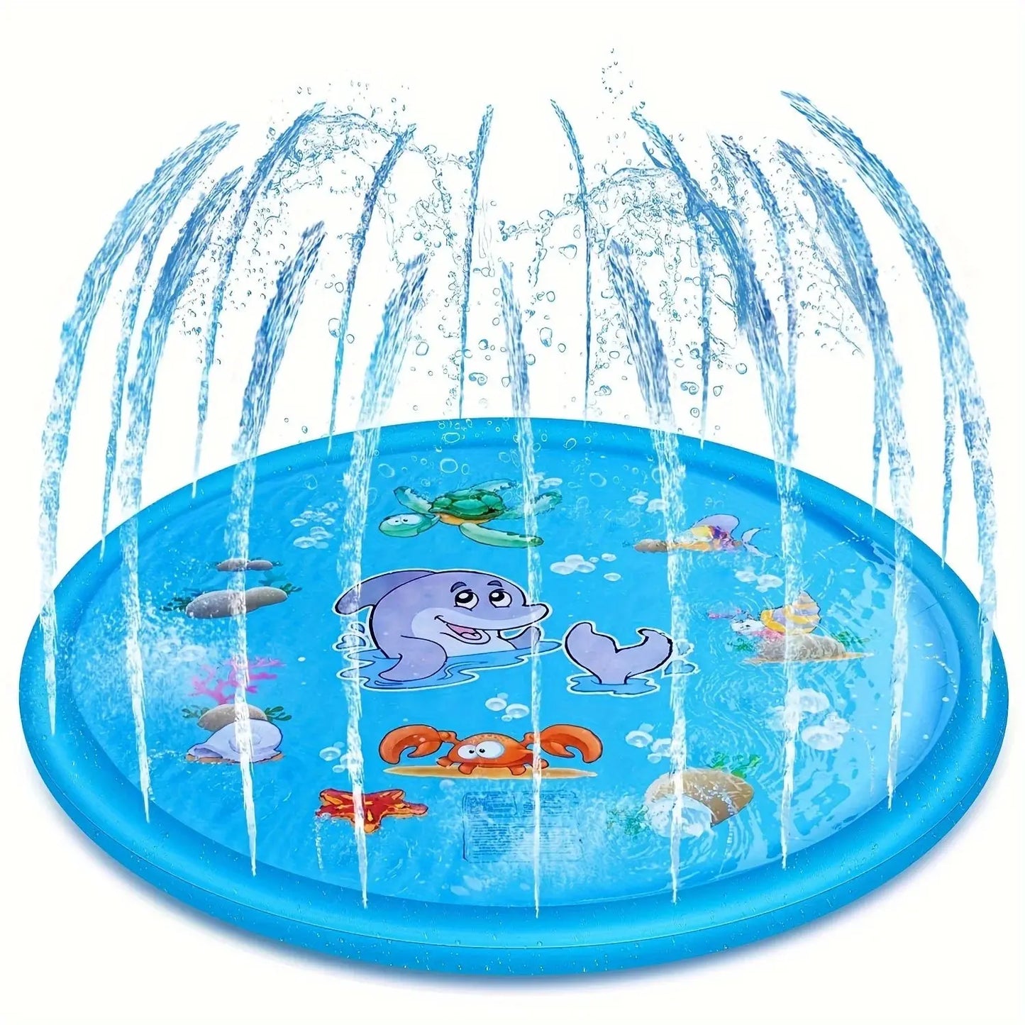 39.37inch Round Splash Pad Kids Sprinkler Pool Summer Outdoor Water Toys Fun Backyard Fountain Play Mat for Children And Pets Pinochio