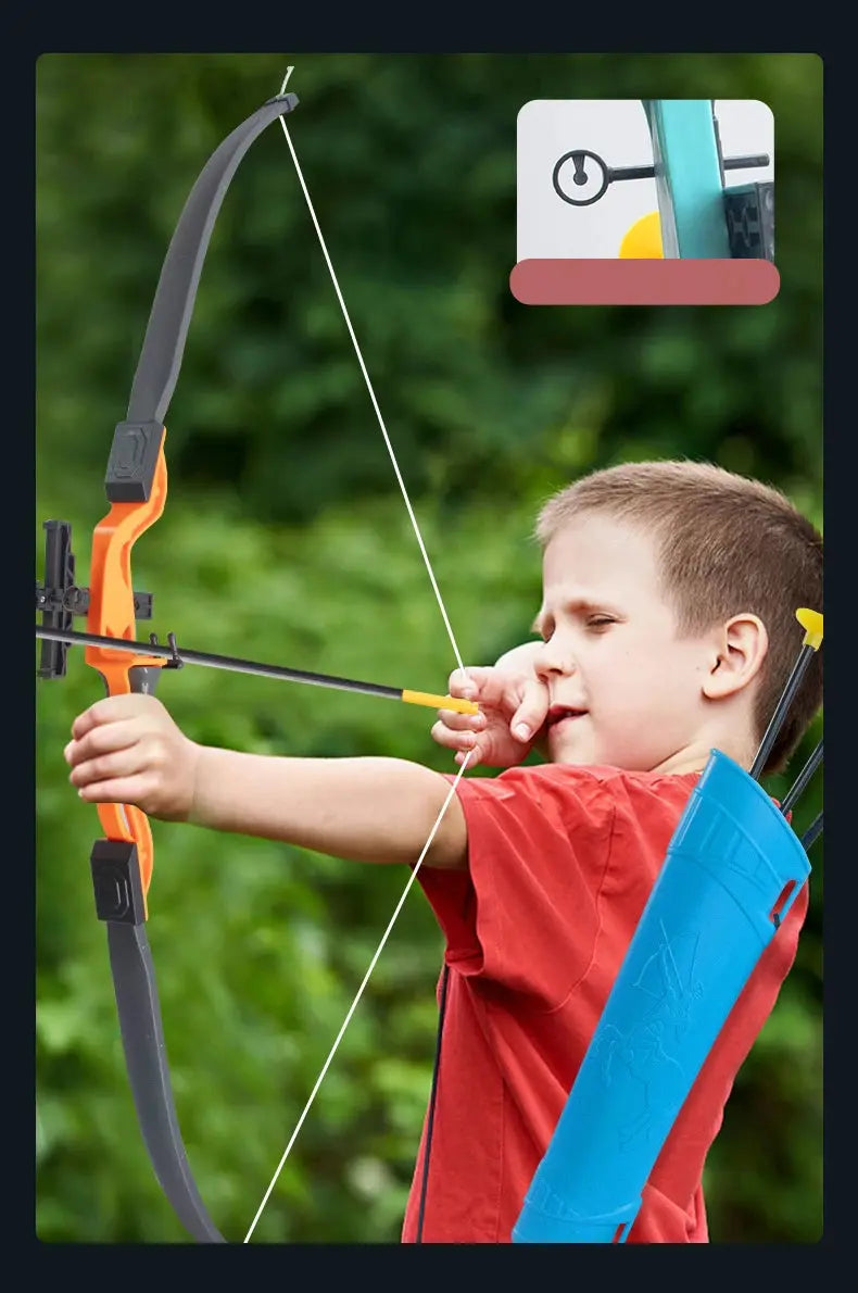 92cm Children's Bow and Arrow Toy Set Children's Archery Practice Recurve Bow Outdoor Shooting Toy with Target Birthday Gift Pinochio