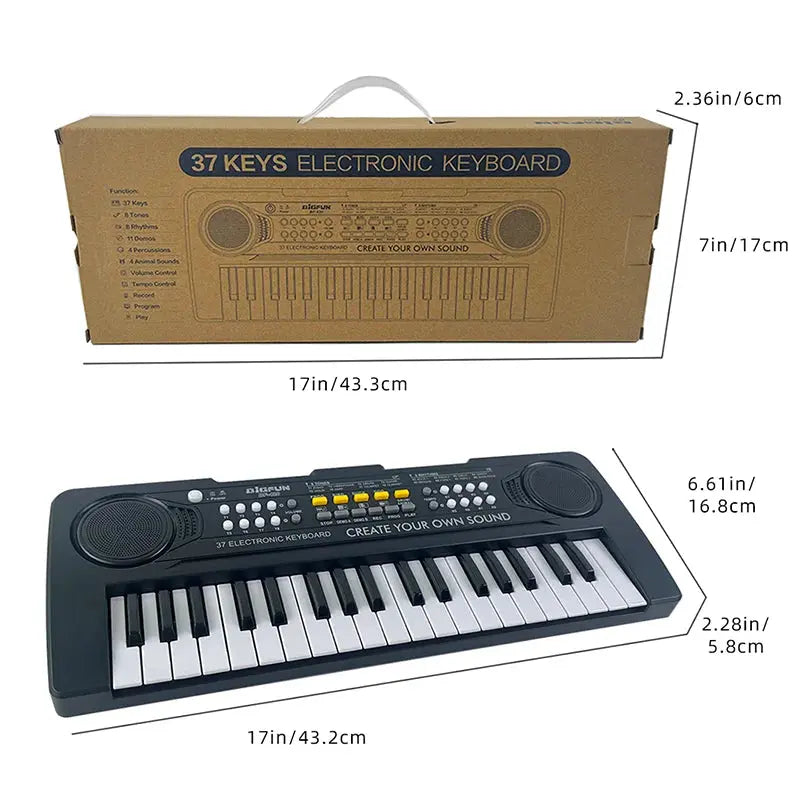 37Keys Electric Piano Keyboard, Digital Music Teaching & Learning Toys For Kids, Musical Instrument Gifts For Boys & Girls Age 3 Pinochio