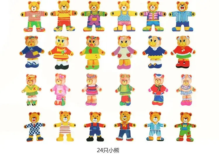 Little Bear Change Clothes Children's Early Education Wooden Jigsaw Puzzle Dressing Game Baby Puzzle Toys for Children Gift Pinochio