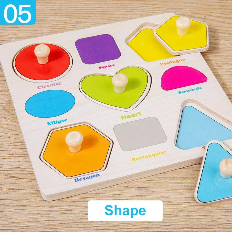 Wooden Puzzle Montessori Toys for Kids Cartoon Animal Traffic Hand Grab Boards Early Learning Educational Toys for Children Pinochio