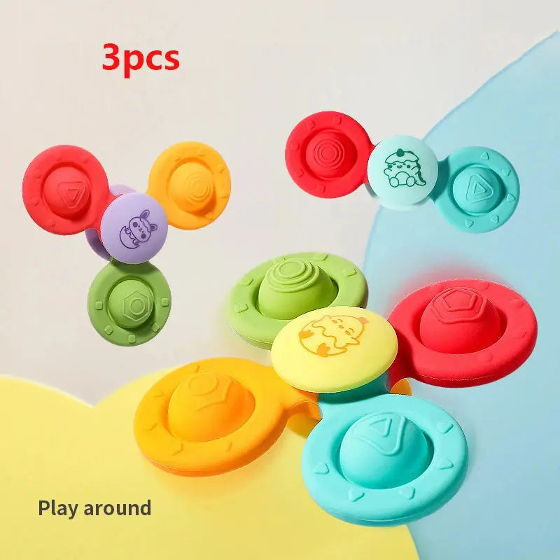 Baby Suction Cup Spinner Bath Toys for Age 1 2 3 Boys Girls Spinning Sensory Toys Airplane Car Travel Dining Chairs Window Toys Pinochio