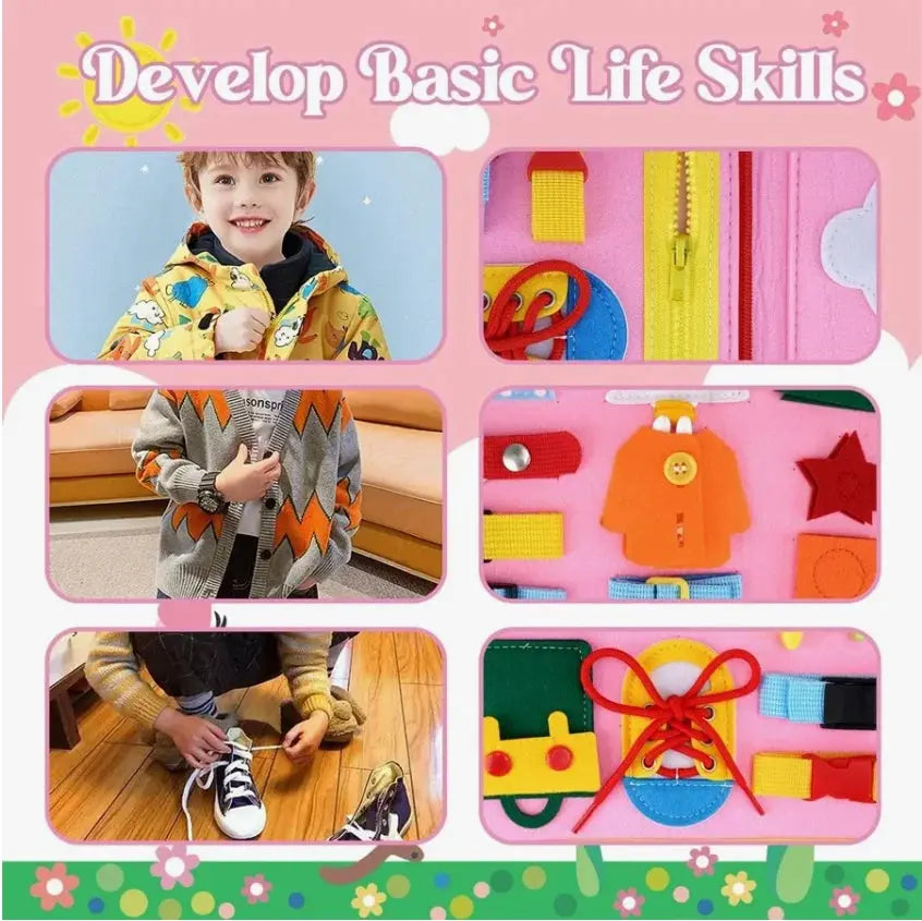 Montessori Toddler Busy Board,Autism Sensory Toys,Educational Activity Motor Skills Baby, Life Skills Learning Toys for Kids Pinochio