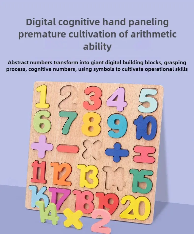 Kids Alphabetic Arithmetic Number Geometric Shapes Wooden Puzzle Montessori Preschool Learning Educational Game Toy for Children Pinochio