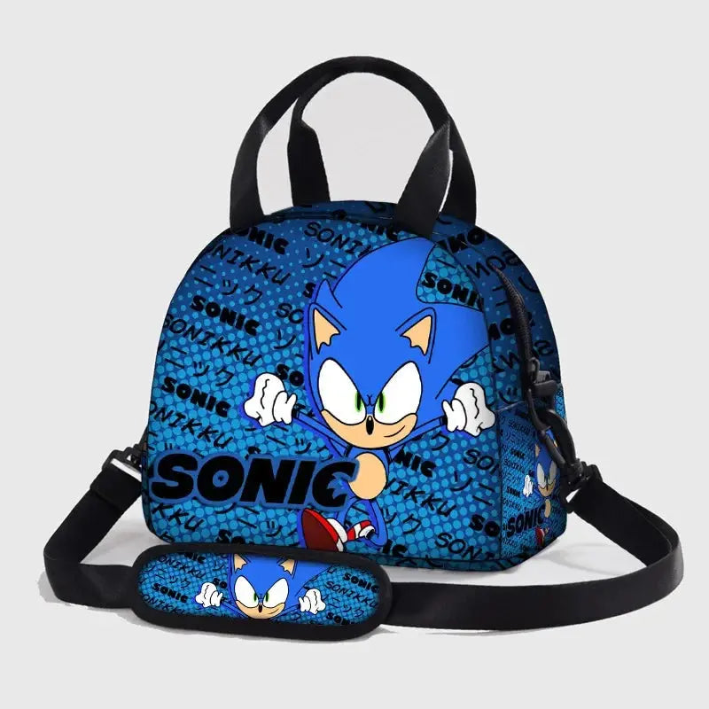 Sonic Lunch Bag Student Fashion Picnic Square Ice Bag Crossbody Portable Insulated Meal Bag Versatile Girls Anime kawaii Cartoon Pinochio