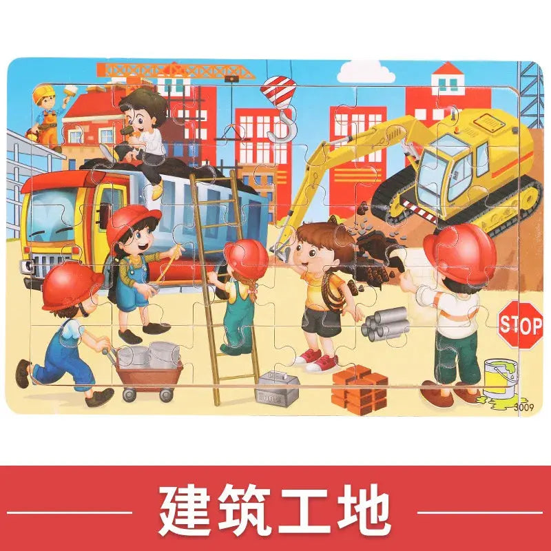 NEW Wooden 30pcs Puzzles Children Animal Dinosaur Cartoon Plane Puzzle Baby Early Education and Intellectual Building Block Toys Pinochio