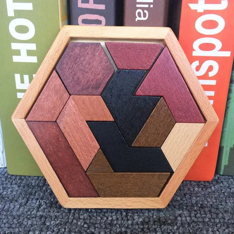 Hexagonal Alien Chess Tangram Puzzle Brainstorming 11-piece Block Puzzle Jigsaw Classical Puzzle Children's Toys Pinochio
