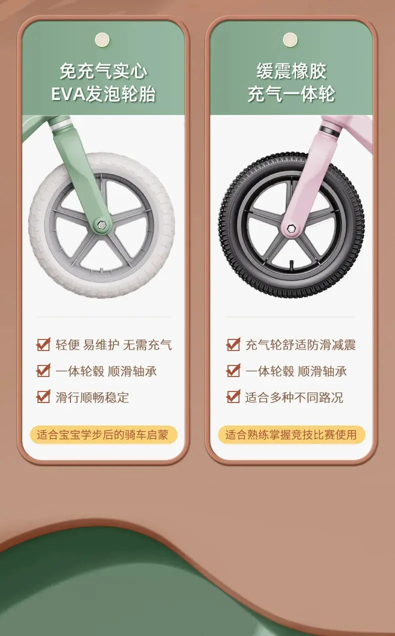 Outdoor Children's Balance Bike Toys Without Foot Pedal Baby Sports Training Walker Bicycle Inflatable Tires Best Gift for Kids Pinochio