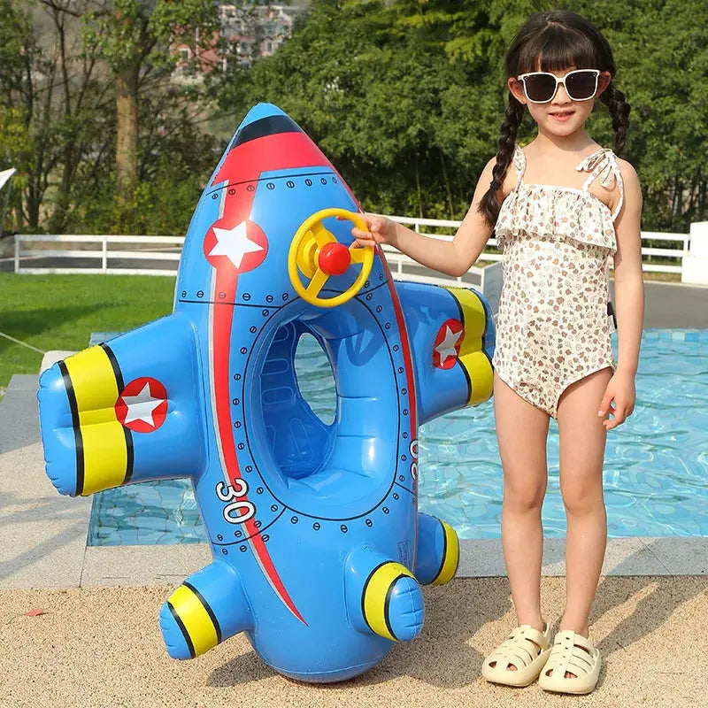 Inflatable Baby Swim Ring Seat Floating Sun Shade Toddler Swim Circle Outdoor Swimming Pool Bathtub Beach Party Summer Water Toy Pinochio