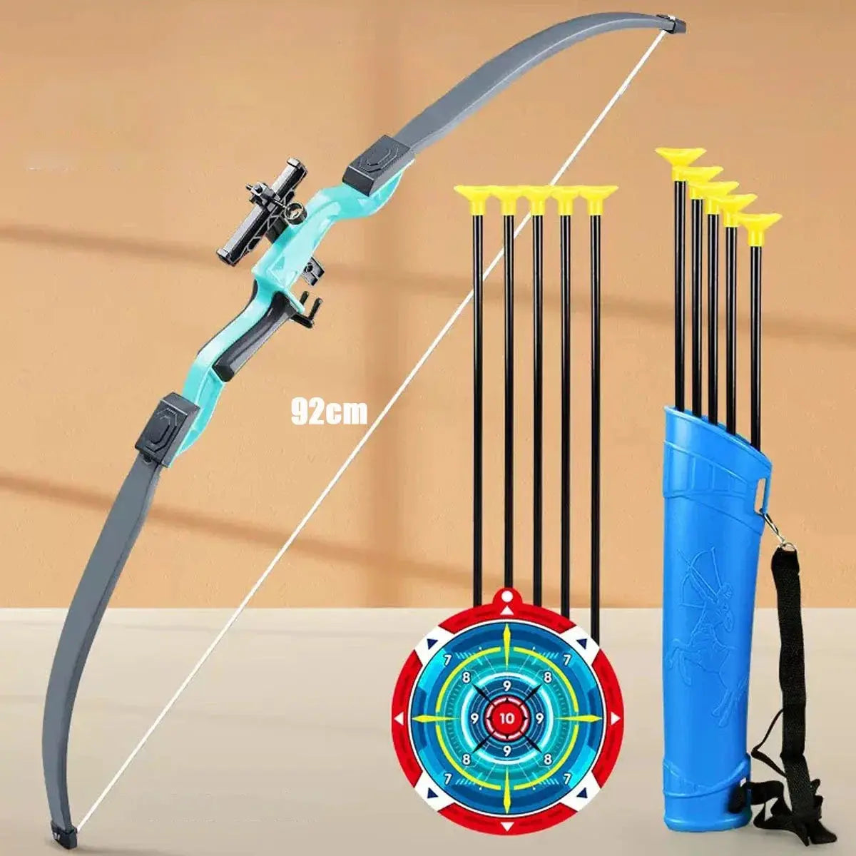 92cm Children's Bow and Arrow Toy Set Children's Archery Practice Recurve Bow Outdoor Shooting Toy with Target Birthday Gift Pinochio