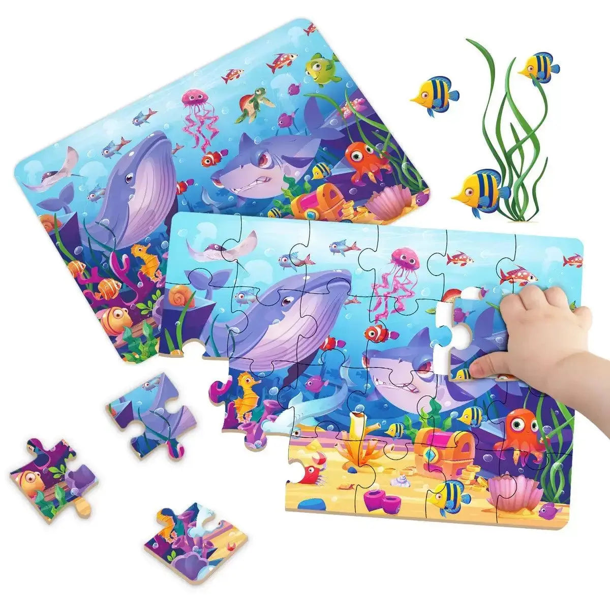 Kids Cartoon Animal Jigsaw Puzzles Montessori Educational Toys Parent-Child Theme Game Paper Educational Gift for Children Pinochio