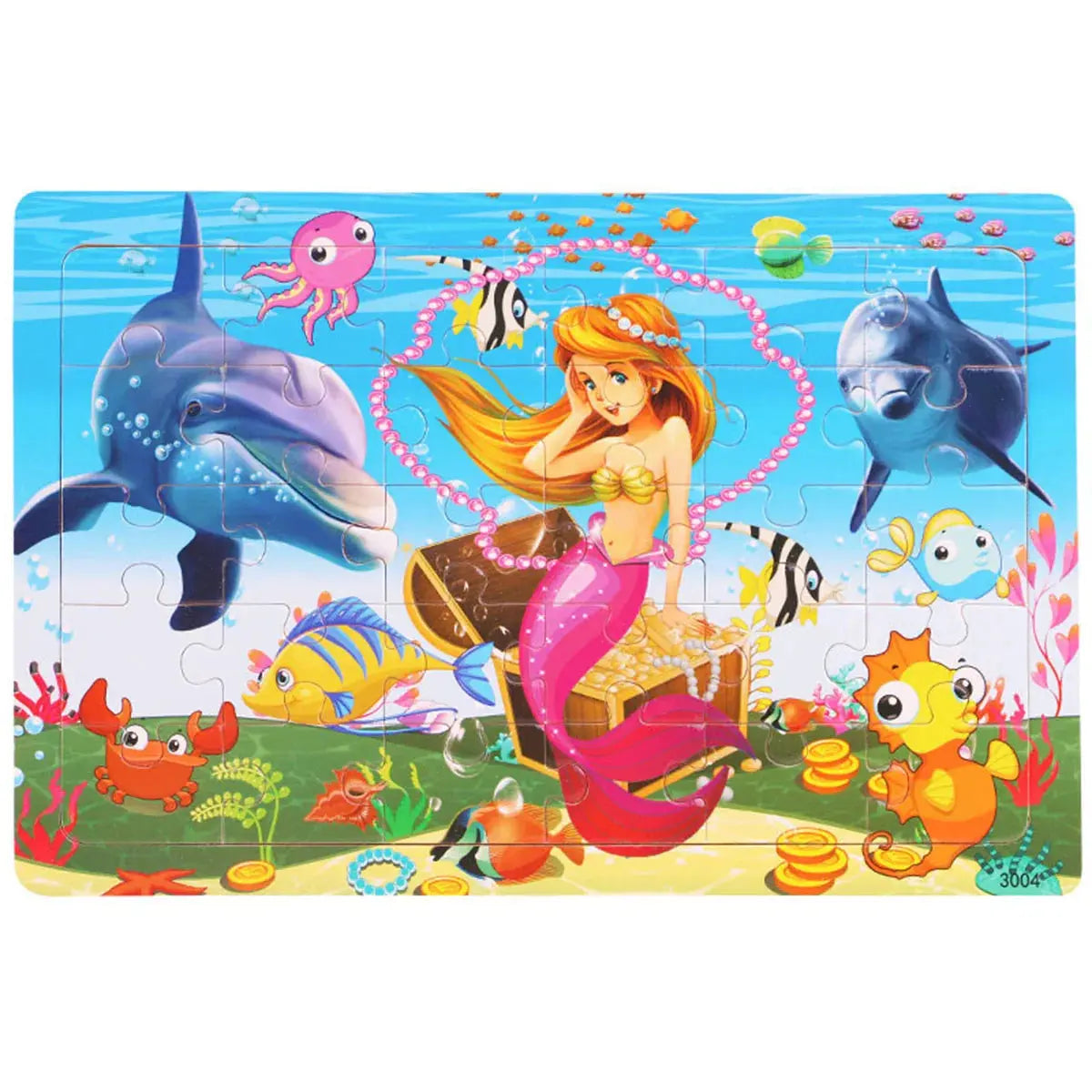 1pc 30 Pieces Wooden Jigsaw Puzzle Kids Cartoon Animal Vehicle Puzzles Games Montessori Learning Educational Toys for Children Pinochio
