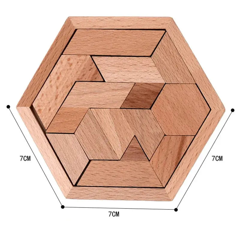 Hexagonal Alien Chess Tangram Puzzle Brainstorming 11-piece Block Puzzle Jigsaw Classical Puzzle Children's Toys Pinochio