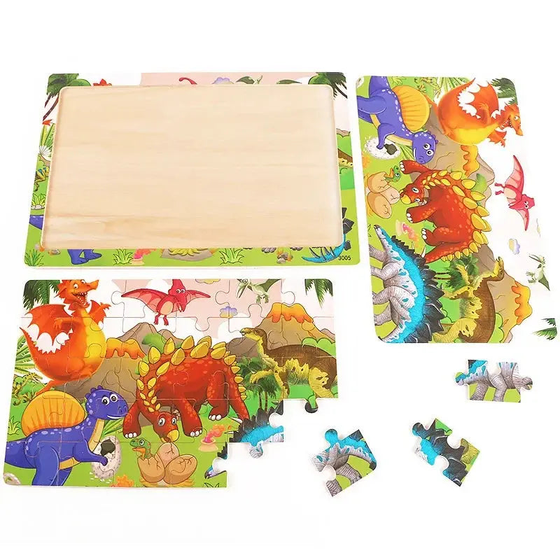 1pc 30 Pieces Wooden Jigsaw Puzzle Kids Cartoon Animal Vehicle Puzzles Games Montessori Learning Educational Toys for Children Pinochio