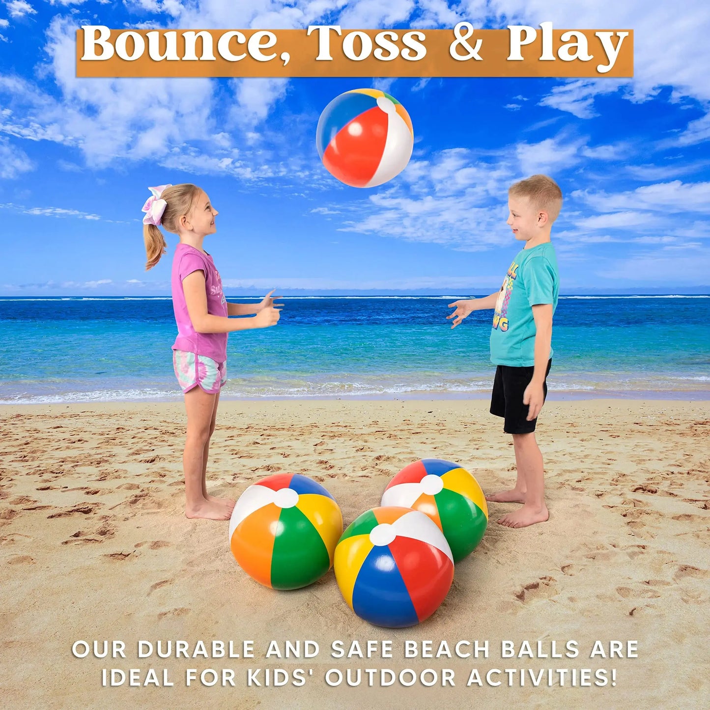 20" 4pcs Beach Balls Large Rainbow Beach Ball Inflatable Swimming Pool Water Games Toys for Kids Summer Beach Party Fun Gifts Pinochio