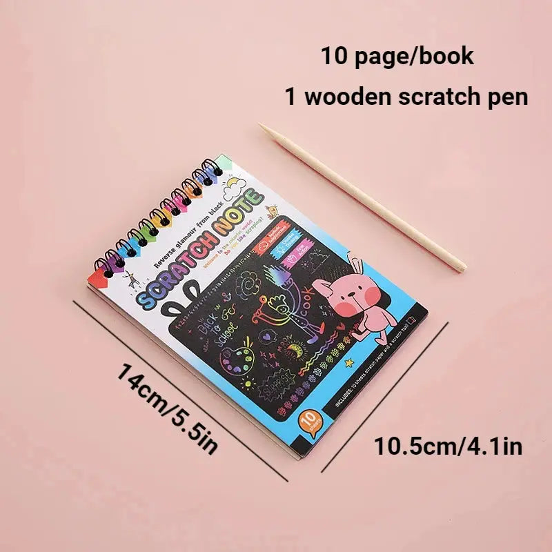 Scratch Paper Art Set Rainbow Magic Scratch Paper Kids Scratch Off Art Crafts Kit Drawing Painting Notebook DIY Girls Boys Toys Pinochio