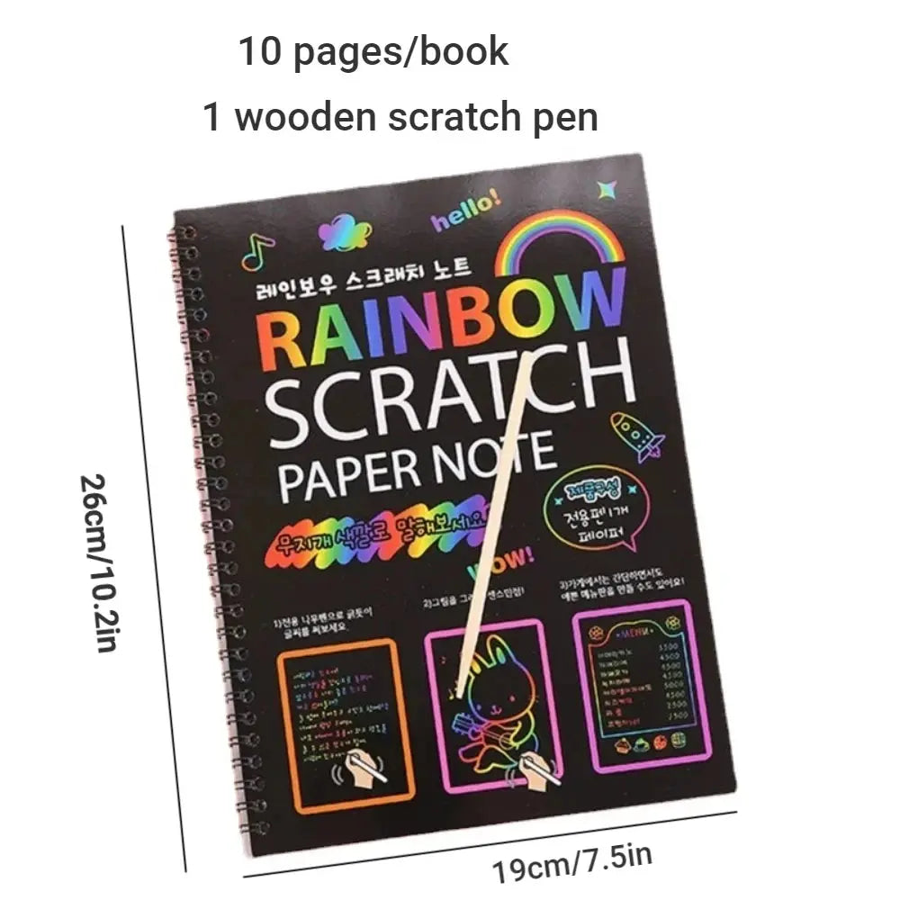 Scratch Paper Art Set Rainbow Magic Scratch Paper Kids Scratch Off Art Crafts Kit Drawing Painting Notebook DIY Girls Boys Toys Pinochio