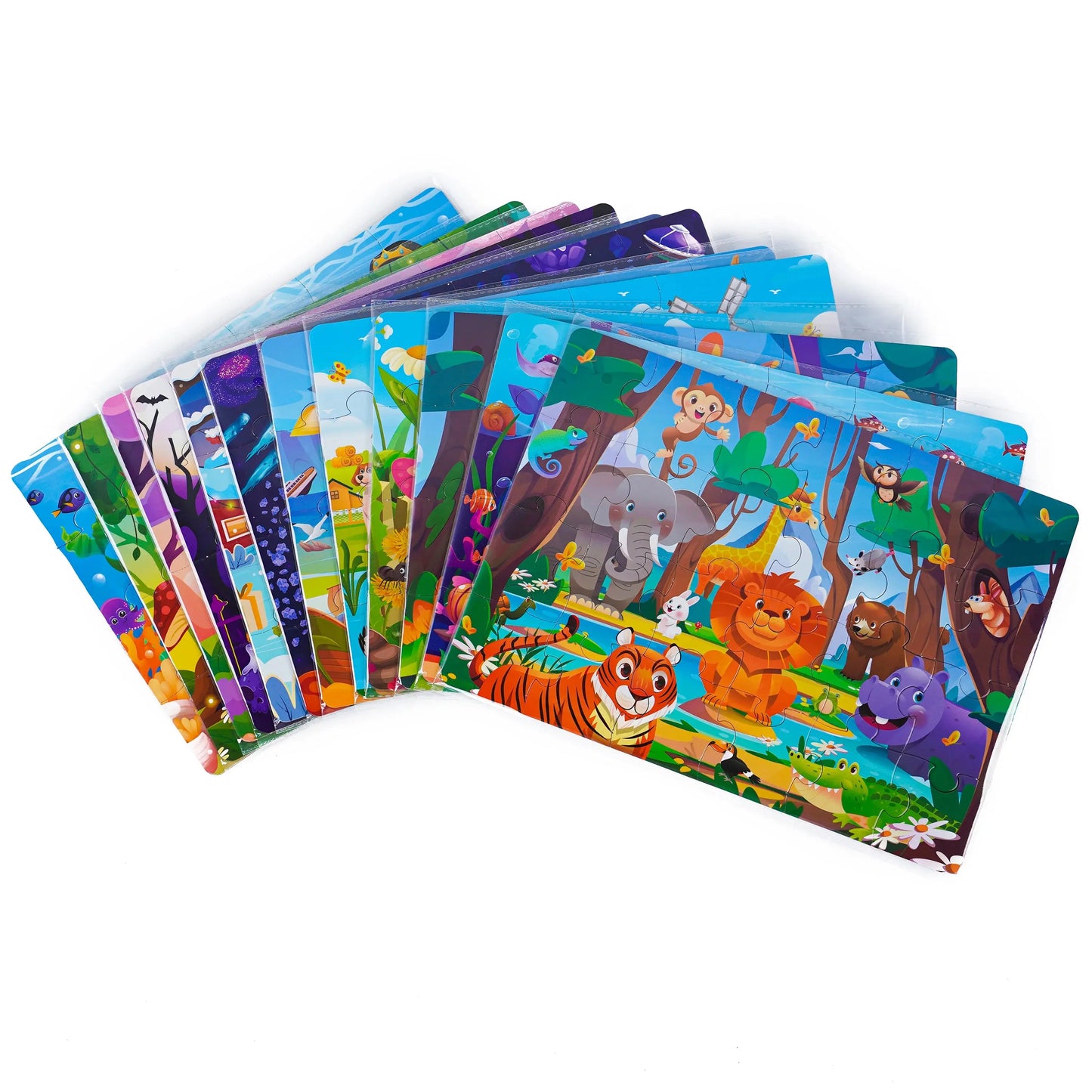 Kids Cartoon Animal Jigsaw Puzzles Montessori Educational Toys Parent-Child Theme Game Paper Educational Gift for Children Pinochio