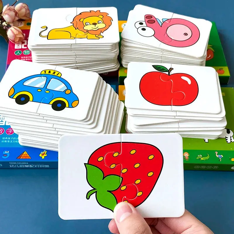 Animal Cards Matching Game Kids Puzzles Cartoon Pattern Cognitive Toys Fruit Traffic Memory Cards Children Early Educational Toy Pinochio