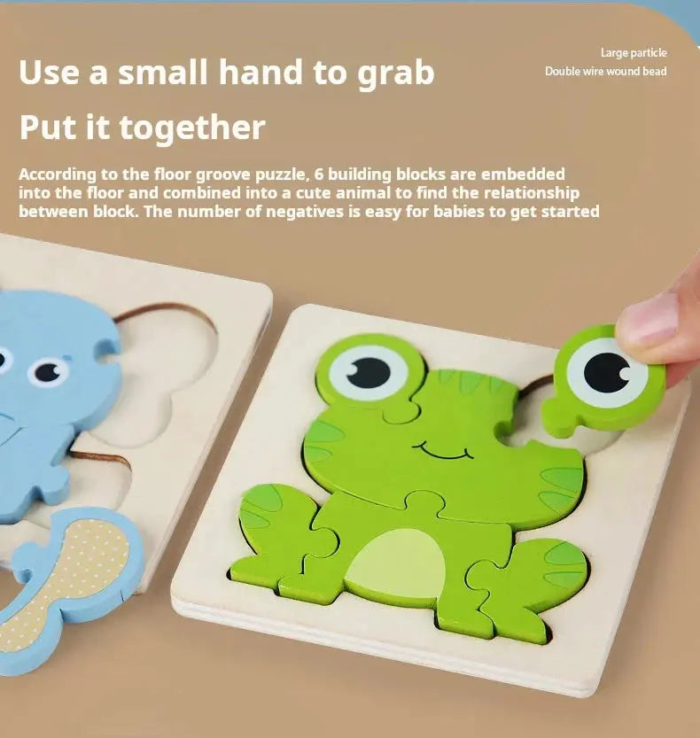 High Quality 3D Wooden Puzzle Baby Cartoon Animal Traffic Jigsaw Early Learning Cognition Game Puzzle Toys for Children Pinochio