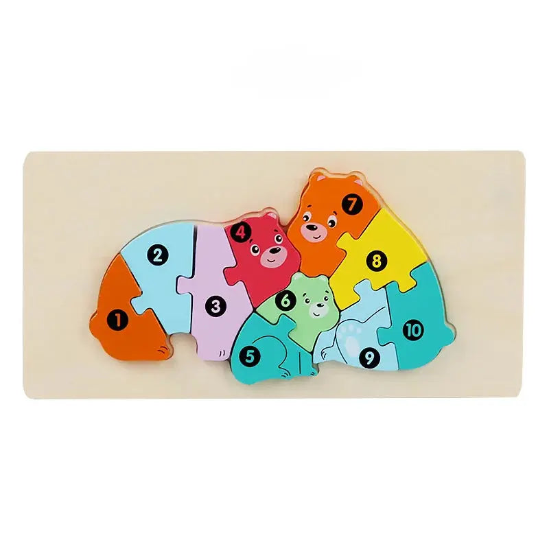 Wooden Jigsaw Puzzle Kids Cartoon Animal Fox Bear Cat Kola 3D Puzzles Games Baby Early Learning Educational Toys for Children Pinochio