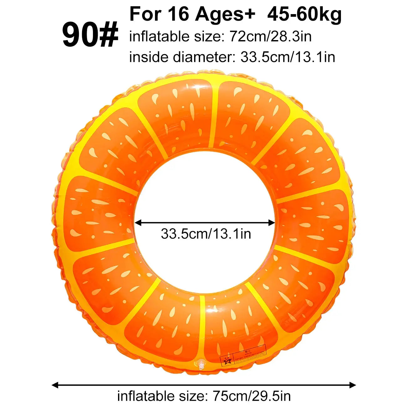 1PC Inflatable Thickened Orange-Shaped Pool Float, Summer Adult Orange Swim Ring for Beach and Pool Parties Pinochio
