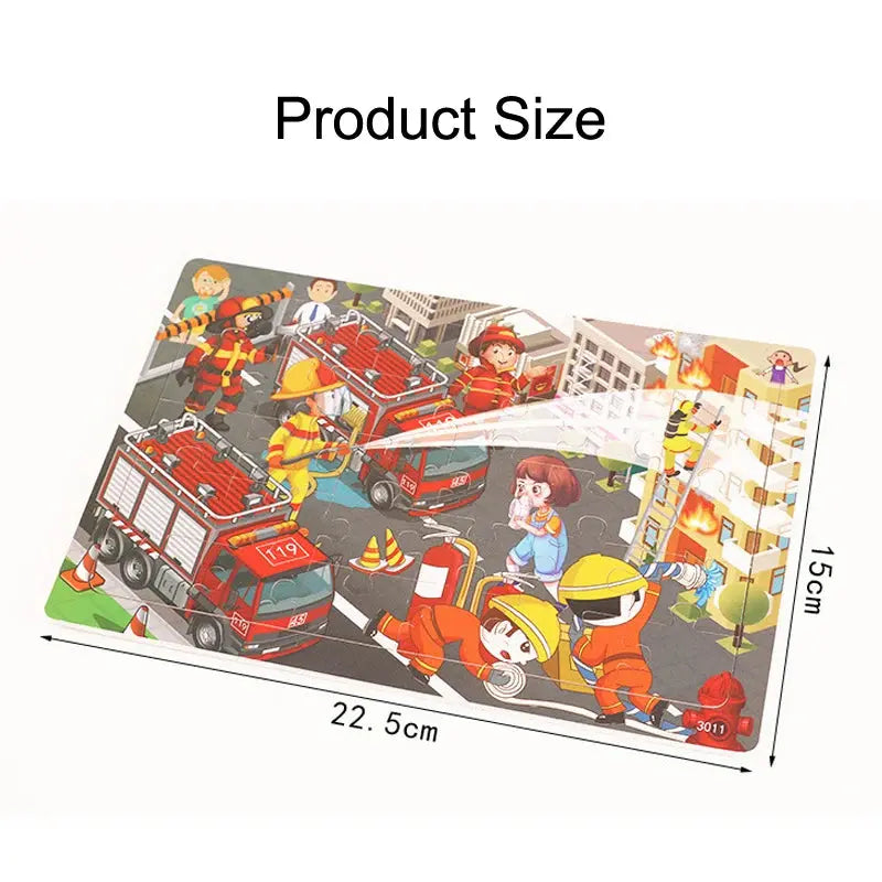 New 30 Pieces Wooden Puzzles Cartoon Animal Traffic Tangram Wood 3d Puzzle Montessori Educational Toys for Children Gifts Pinochio