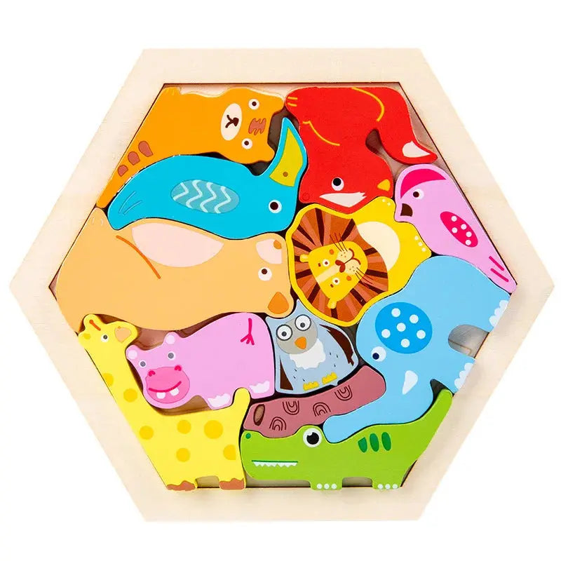 Hexagonal Alien Chess Tangram Puzzle Brainstorming 11-piece Block Puzzle Jigsaw Classical Puzzle Children's Toys Pinochio