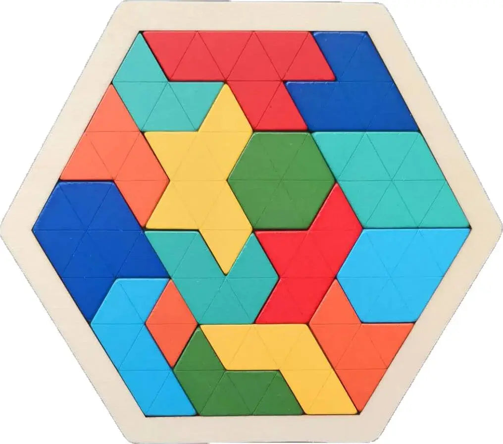 Hexagonal Alien Chess Tangram Puzzle Brainstorming 11-piece Block Puzzle Jigsaw Classical Puzzle Children's Toys Pinochio