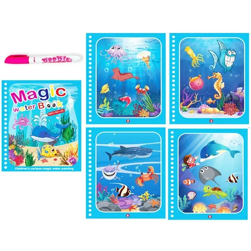 Children Early Education Toys Magical Book with Pen Water Drawing Toys Gift Reusable Coloring Book Magic Drawing Book Pinochio