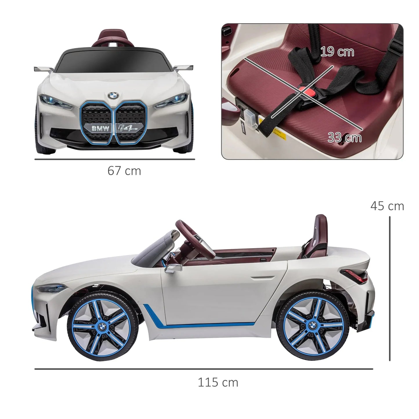 Homcom Electric Car for Children 37-72 Months with Mp3 Music 115X67X45 cm White Pinochio