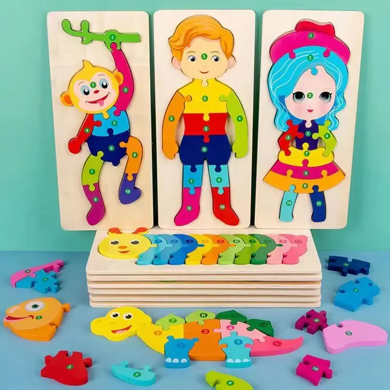 Wooden Puzzle Board 1 2 3 Year Children Puzzle Vehicles Pattern Colorful Numbered For Kids Toddlers Learning Educational Gifts Pinochio