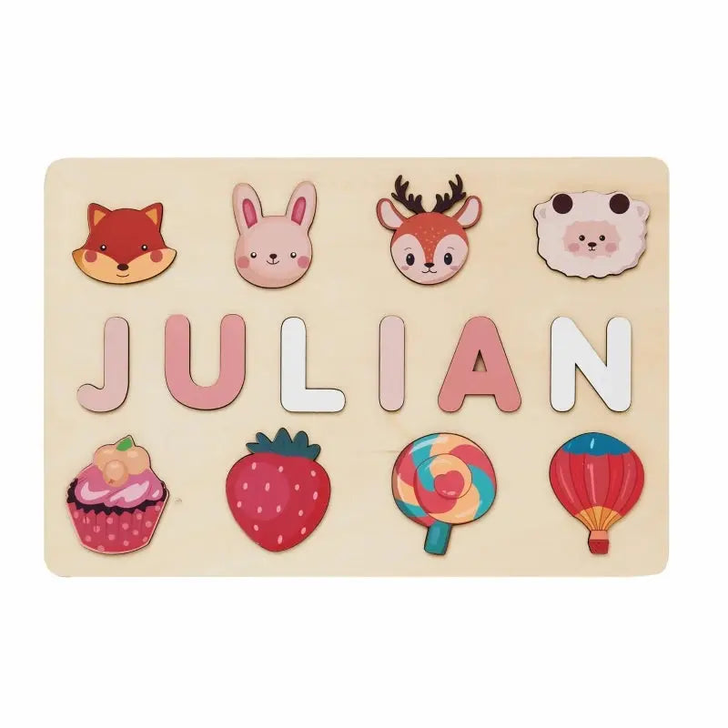 Montessori Personalised Wooden Puzzle Custom Baby Name Jigsaw Board Toddlers Educational Shape Matching Toys Customized Birthday Pinochio