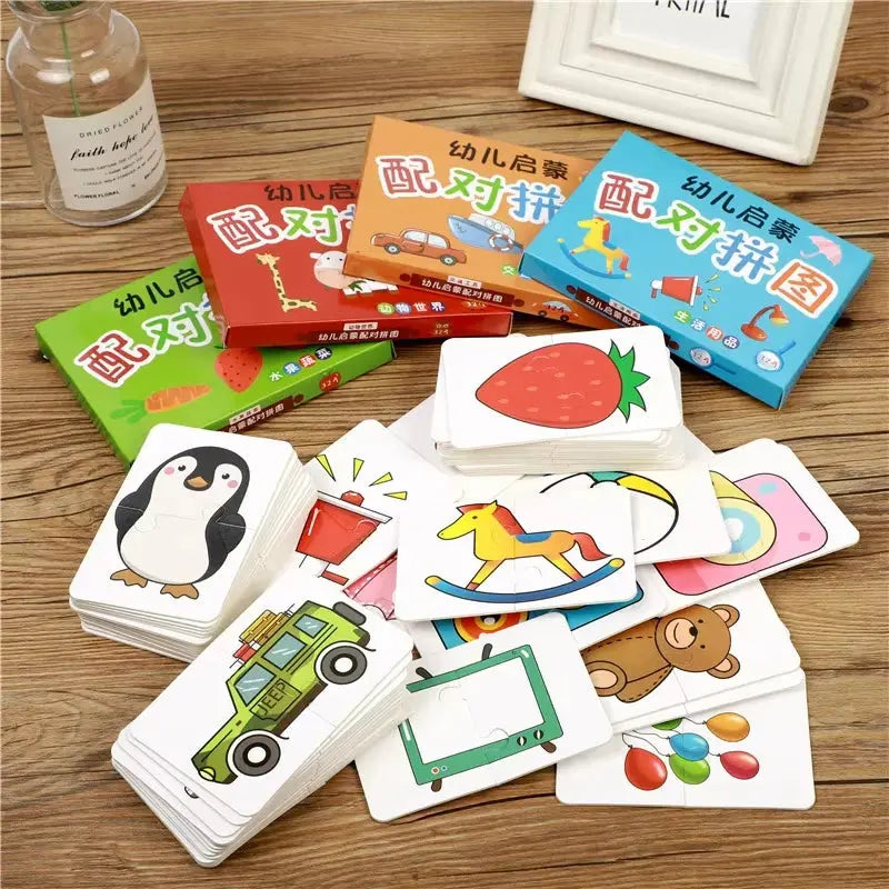 Animal Cards Matching Game Kids Puzzles Cartoon Pattern Cognitive Toys Fruit Traffic Memory Cards Children Early Educational Toy Pinochio