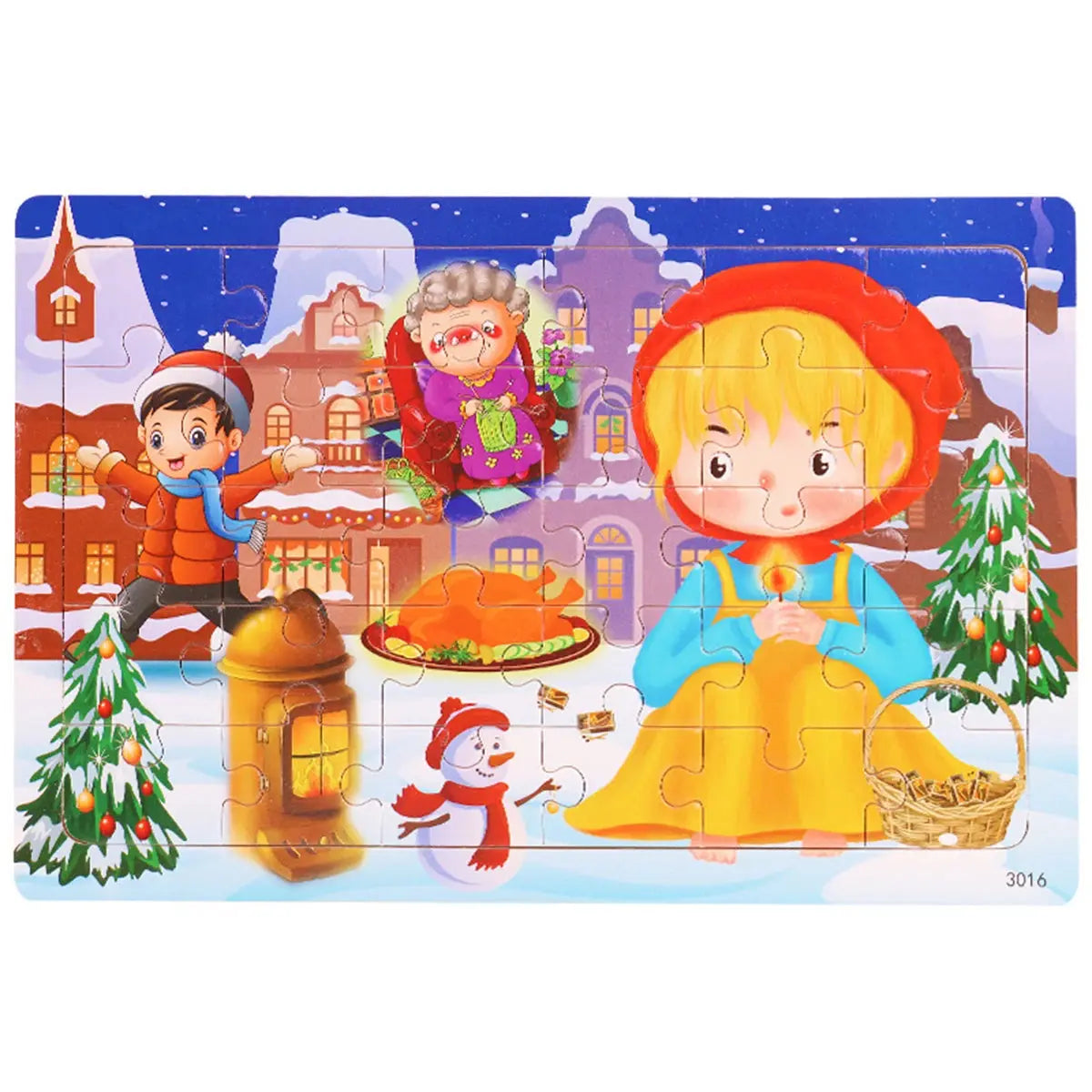 1pc 30 Pieces Wooden Jigsaw Puzzle Kids Cartoon Animal Vehicle Puzzles Games Montessori Learning Educational Toys for Children Pinochio